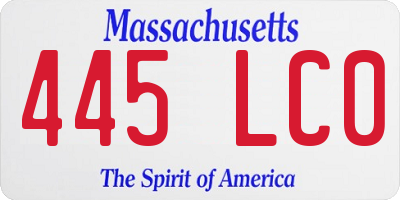 MA license plate 445LC0