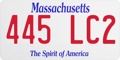 MA license plate 445LC2