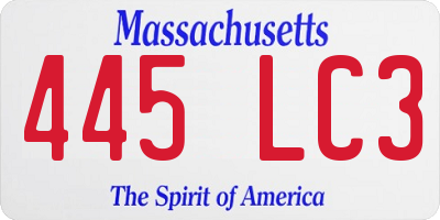 MA license plate 445LC3