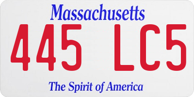 MA license plate 445LC5