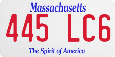 MA license plate 445LC6