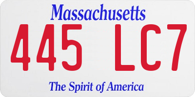 MA license plate 445LC7
