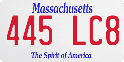 MA license plate 445LC8