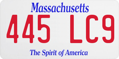 MA license plate 445LC9