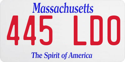 MA license plate 445LD0
