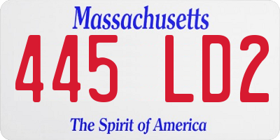 MA license plate 445LD2