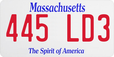 MA license plate 445LD3