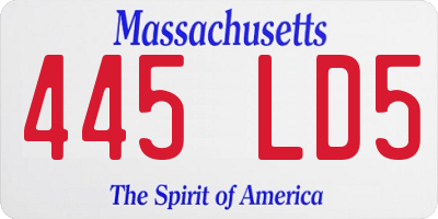 MA license plate 445LD5