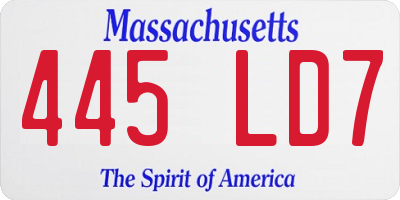 MA license plate 445LD7