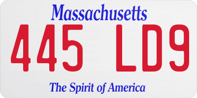 MA license plate 445LD9