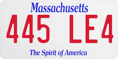 MA license plate 445LE4