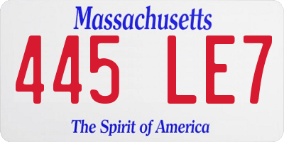 MA license plate 445LE7