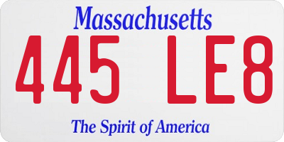 MA license plate 445LE8