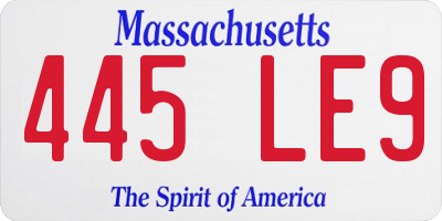 MA license plate 445LE9