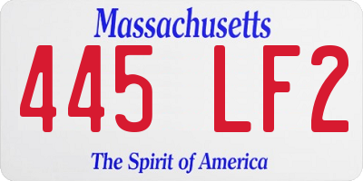 MA license plate 445LF2