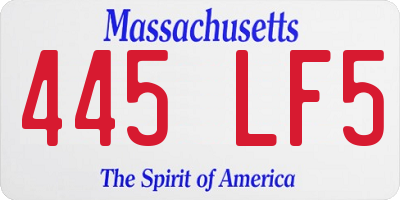 MA license plate 445LF5