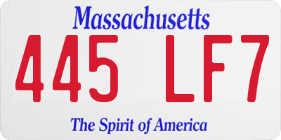 MA license plate 445LF7