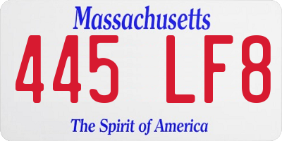 MA license plate 445LF8