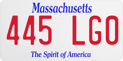 MA license plate 445LG0
