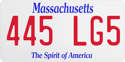 MA license plate 445LG5