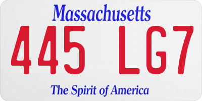 MA license plate 445LG7