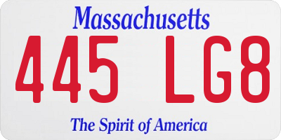 MA license plate 445LG8
