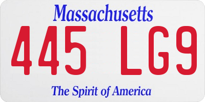 MA license plate 445LG9