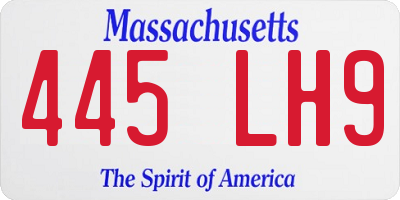 MA license plate 445LH9
