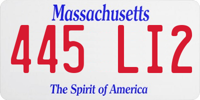 MA license plate 445LI2