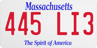 MA license plate 445LI3