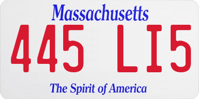 MA license plate 445LI5