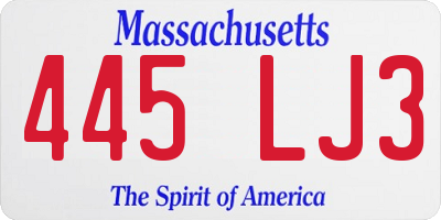 MA license plate 445LJ3