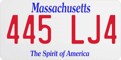 MA license plate 445LJ4