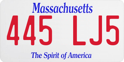MA license plate 445LJ5