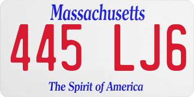 MA license plate 445LJ6
