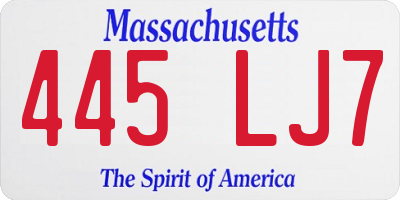 MA license plate 445LJ7
