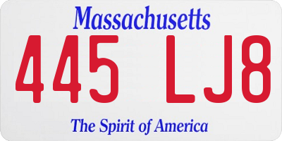 MA license plate 445LJ8