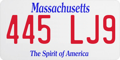 MA license plate 445LJ9