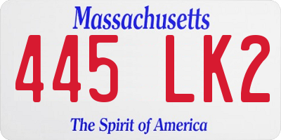 MA license plate 445LK2