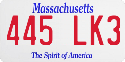 MA license plate 445LK3