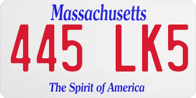 MA license plate 445LK5