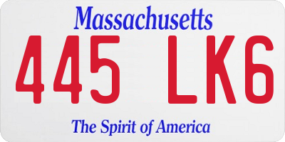 MA license plate 445LK6