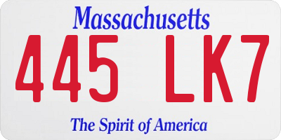MA license plate 445LK7