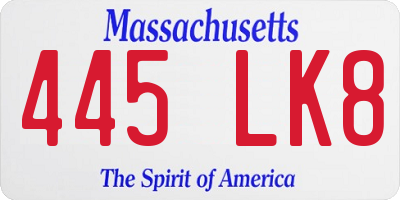 MA license plate 445LK8