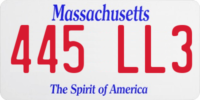MA license plate 445LL3