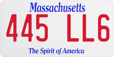MA license plate 445LL6