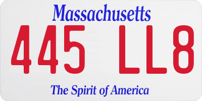 MA license plate 445LL8
