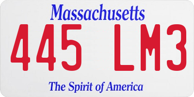 MA license plate 445LM3