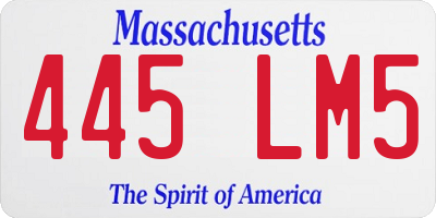 MA license plate 445LM5