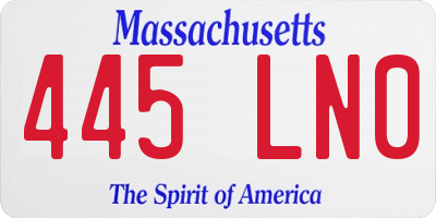 MA license plate 445LN0